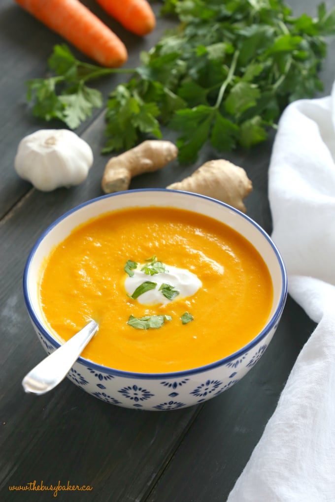 bowl of carrot ginger soup