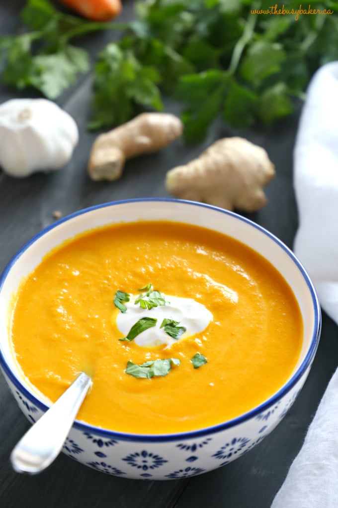 bowl of carrot ginger soup