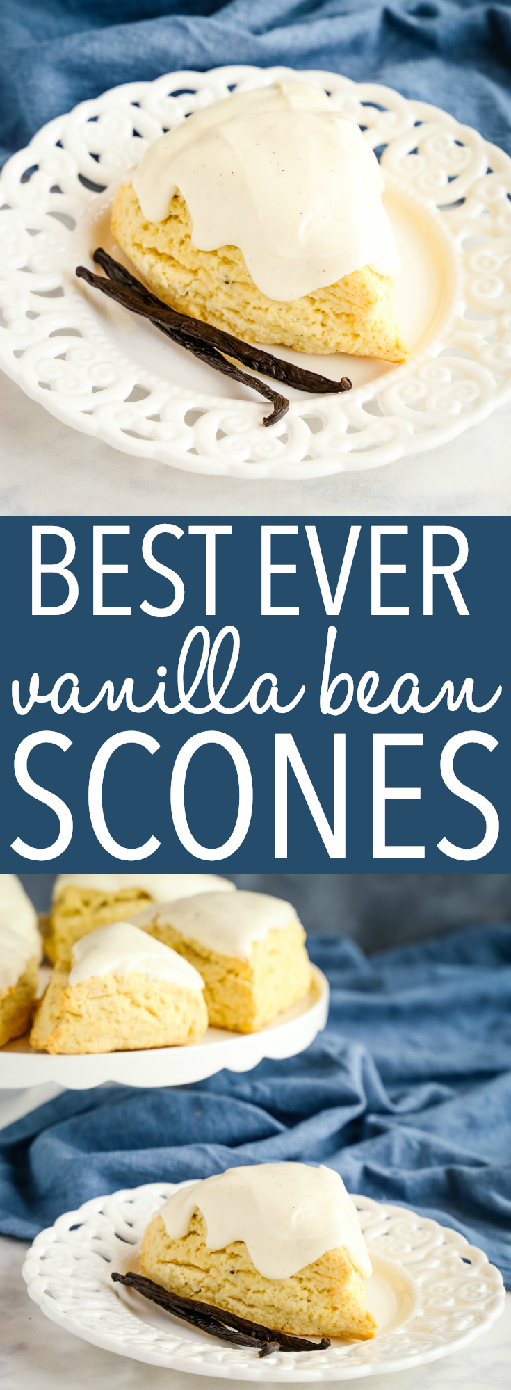 These Vanilla Bean Scones are the perfect make-at-home coffee shop treat for vanilla lovers! Follow all my pro tips for making the best homemade flaky scones! #scones #baking #homemade #tea #coffee #howtomakescones #bestsconerecipe #recipe #vanilla #vanillabean #vanillaextract #baker #foodblog via @busybakerblog
