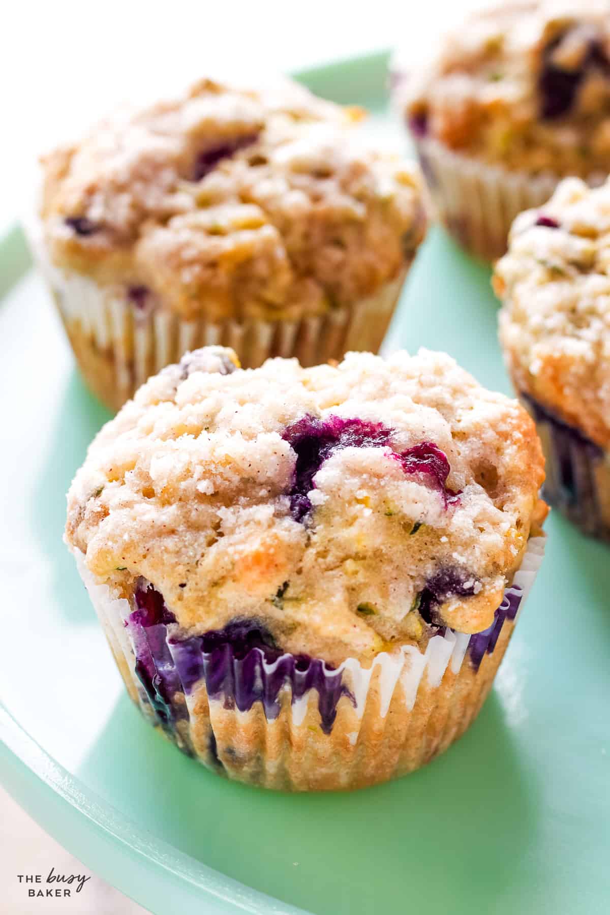 zucchini blueberry muffins with crumb topping
