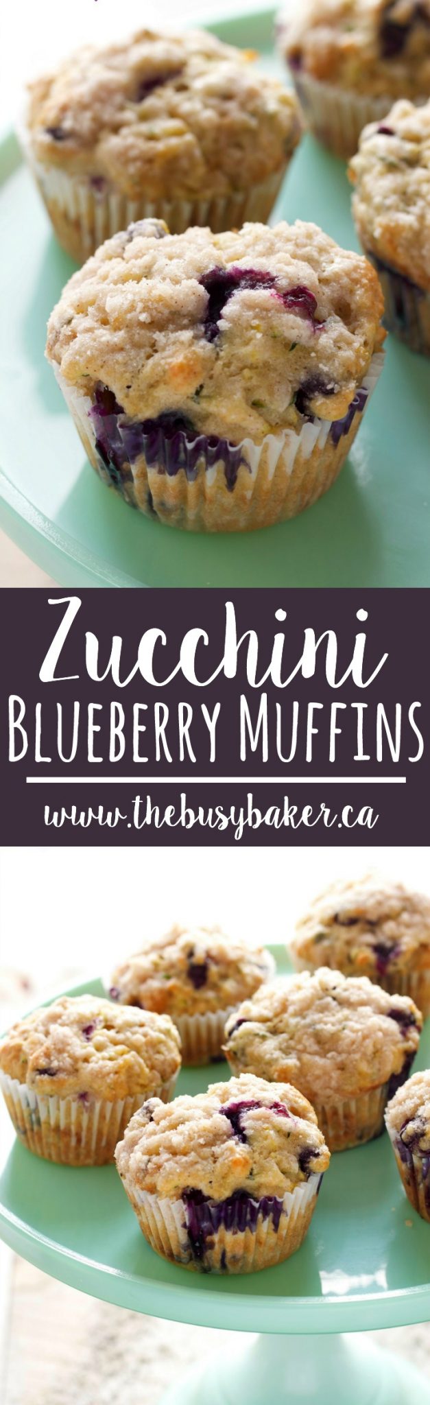 These Zucchini Blueberry Muffins are made with unsweetened applesauce, grated zucchini and fresh juicy blueberries for the perfect healthy snack! Recipe from thebusybaker.ca! #muffins #zucchini #blueberrymuffins #blueberry #summer #snack #homemade #baking via @busybakerblog