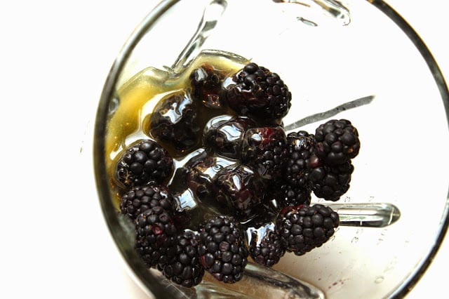 fresh blackberries in a blender