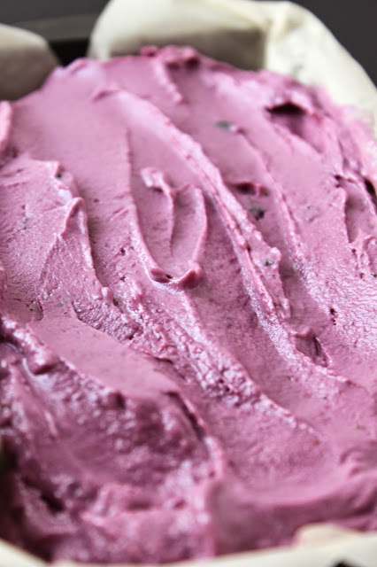 vibrant purple colored blackberry mint frozen yogurt