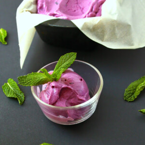 homemade frozen yogurt recipe with blackberries and mint