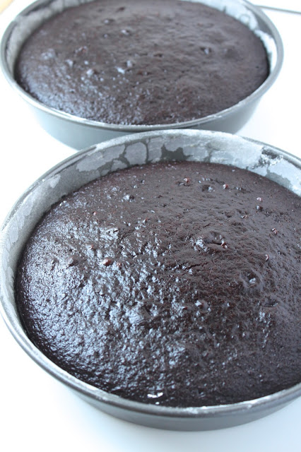 two 9-inch round chocolate cakes