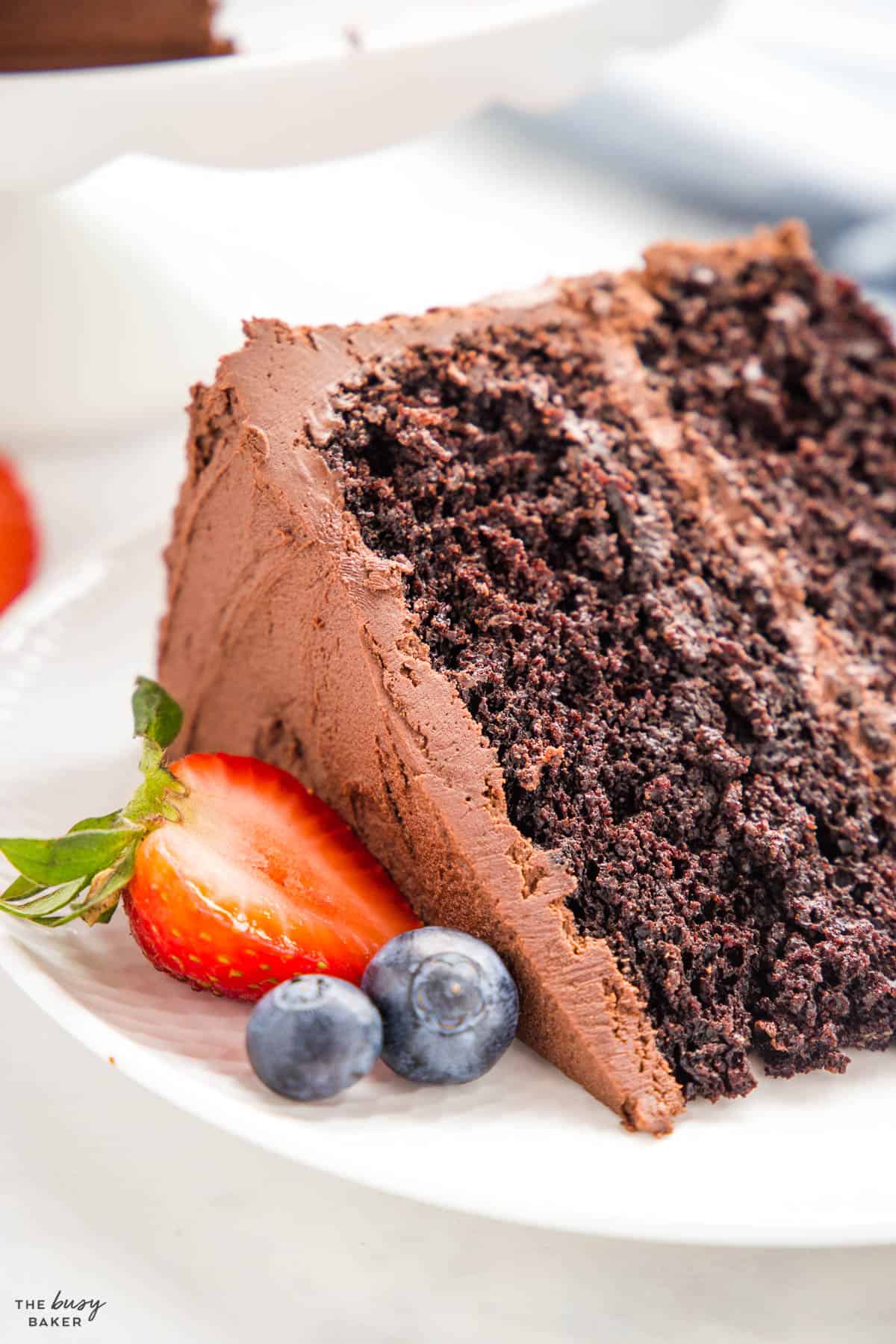 closeup image: homemade chocolate cake