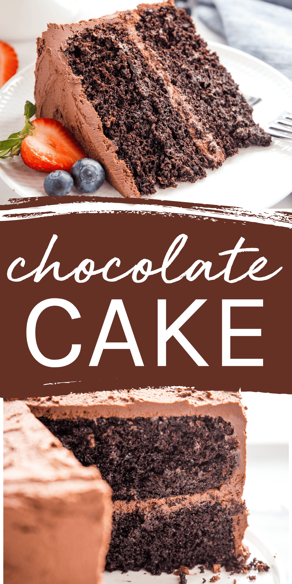 This Chocolate Layer Cake recipe is a classic dessert that's perfect for any occasion. Ultra moist chocolate cake thanks to a secret ingredient, frosted with the easiest fluffy chocolate buttercream. The perfect chocolate cake recipe for beginners! Recipe from thebusybaker.ca! #chocolatecake #easychocolatecake #besteverchocolatecake #chocolatecakerecipe #easycake #cakeforbeginners #bakingtutorial #howtomakechocolatecake via @busybakerblog