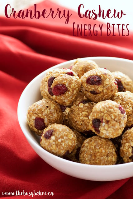 titled image (and shown): Cranberry Cashew Energy Bites Recipe