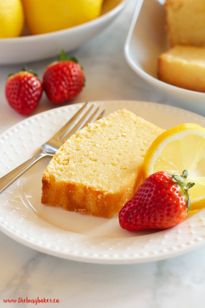 This Perfect Lemon Pound Cake is the ultimate no-fail Spring dessert recipe that's moist and tender and made with fresh lemons! Recipe from thebusybaker.ca!