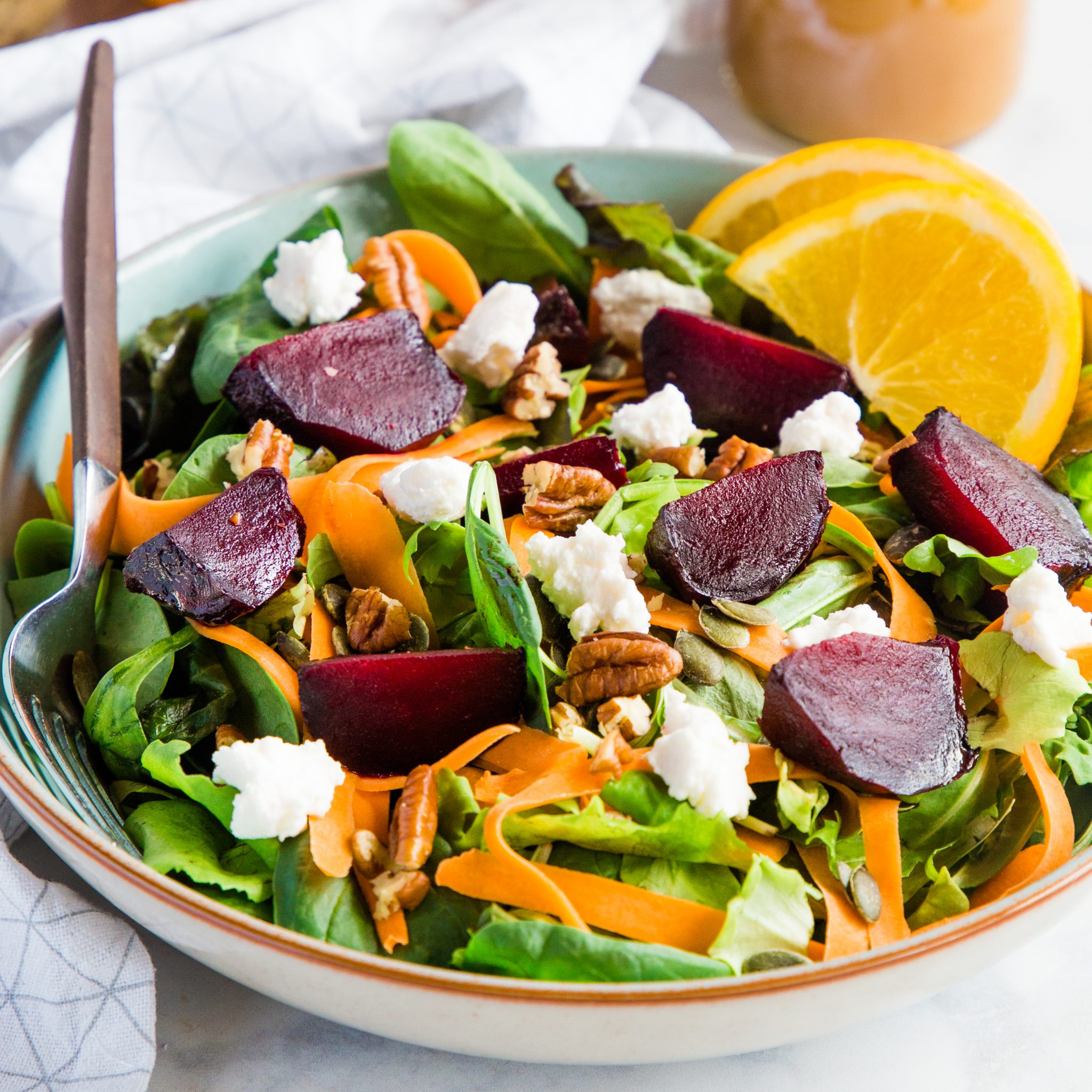 roasted beet salad with orange vinaigrette dressing