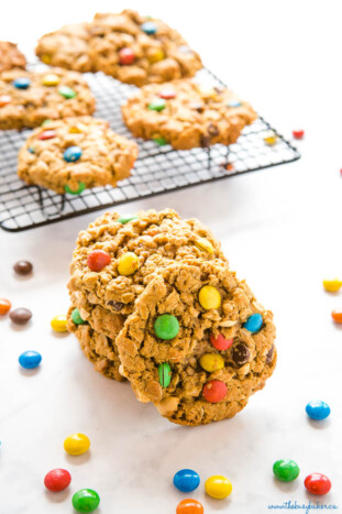 Monster Cookies (Peanut Butter Oatmeal Cookies) - The Busy Baker