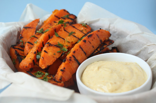 grilled homemade sweet potato fries