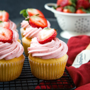 Strawberry Cupcakes with Fresh Strawberry Buttercream