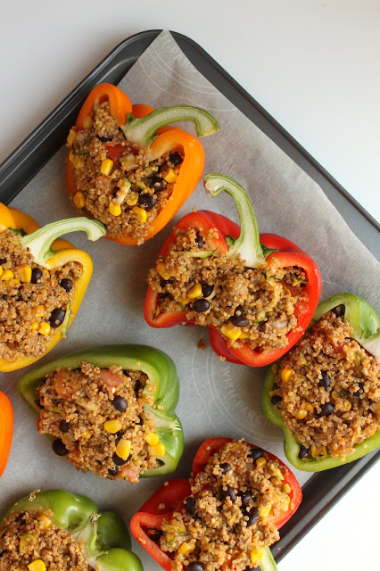 Mexican-Style Quinoa Stuffed Peppers - The Busy Baker