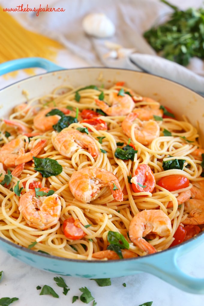 Easy Healthy Shrimp Scampi - The Busy Baker