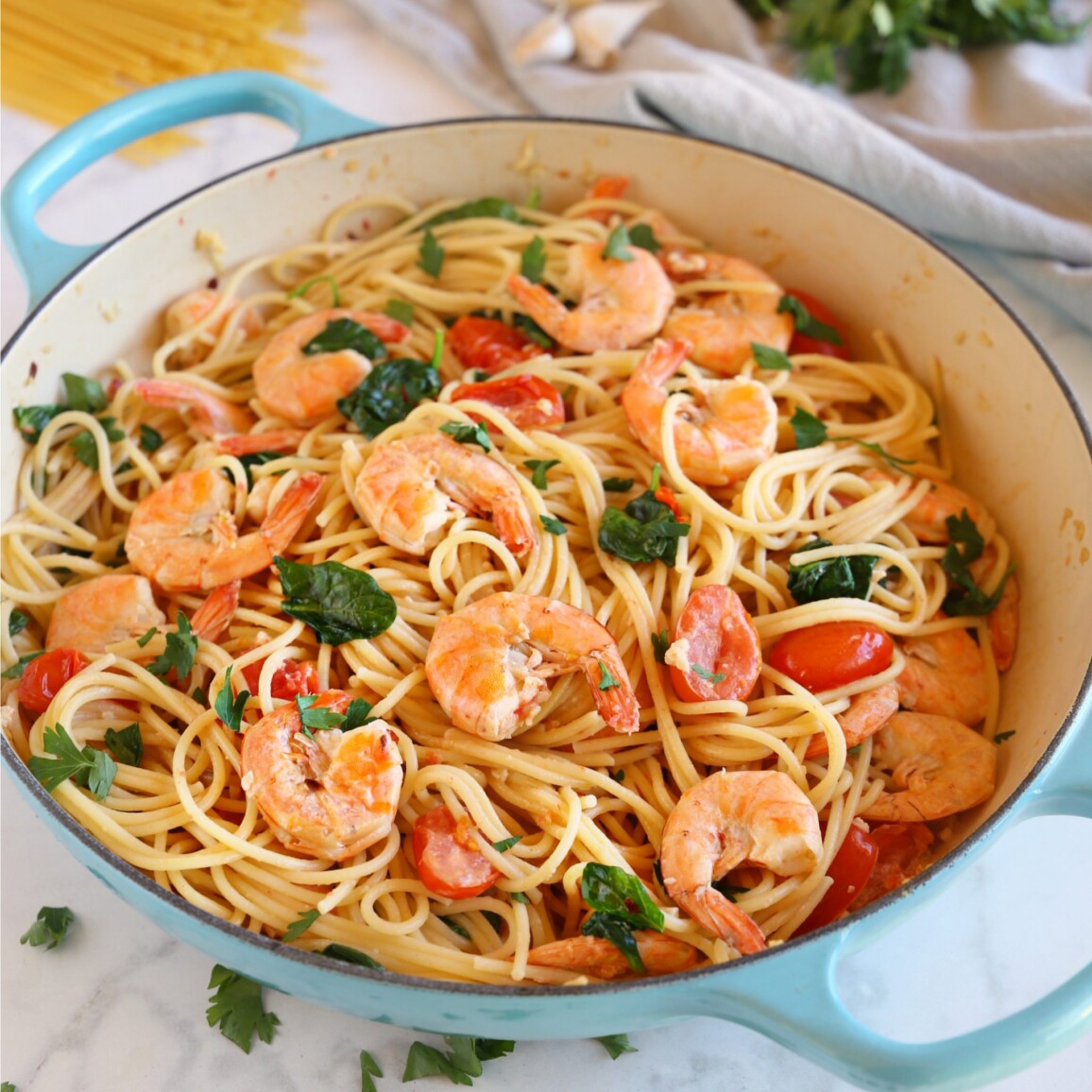 Easy Healthy Shrimp Scampi - The Busy Baker