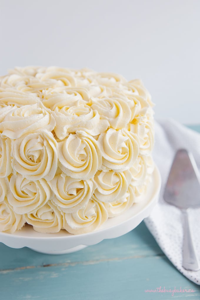 rosette cake with vanilla frosting