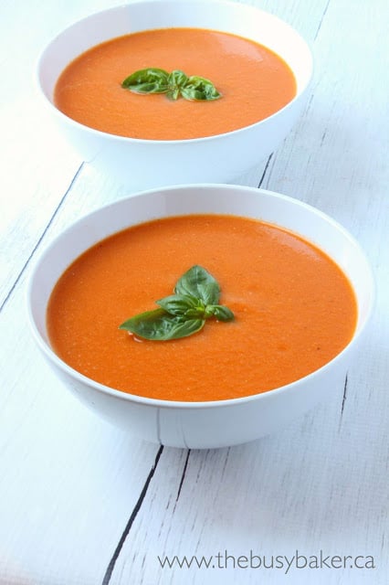 2 bowls of homemade tomato soup from scratch