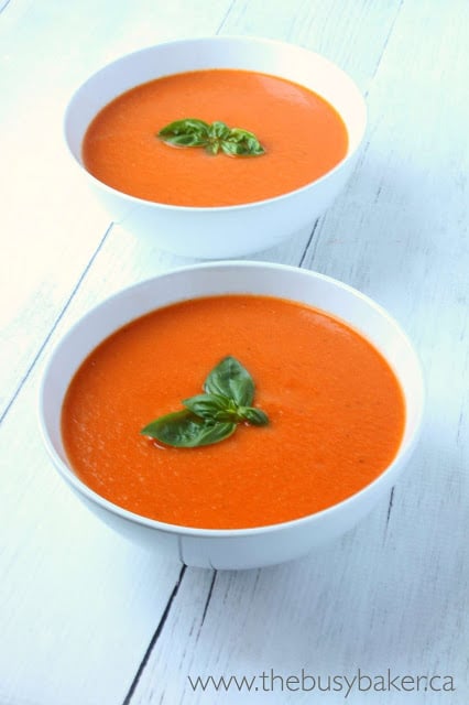 2 bowls of homemade tomato soup from scratch
