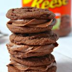 peanut butter chocolate cookies sandwiched with peanut butter chocolate spread
