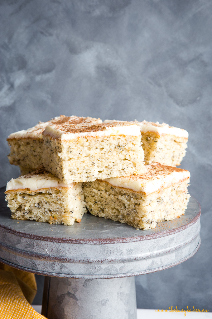 Banana Bread Bars with Fluffy Butter Icing