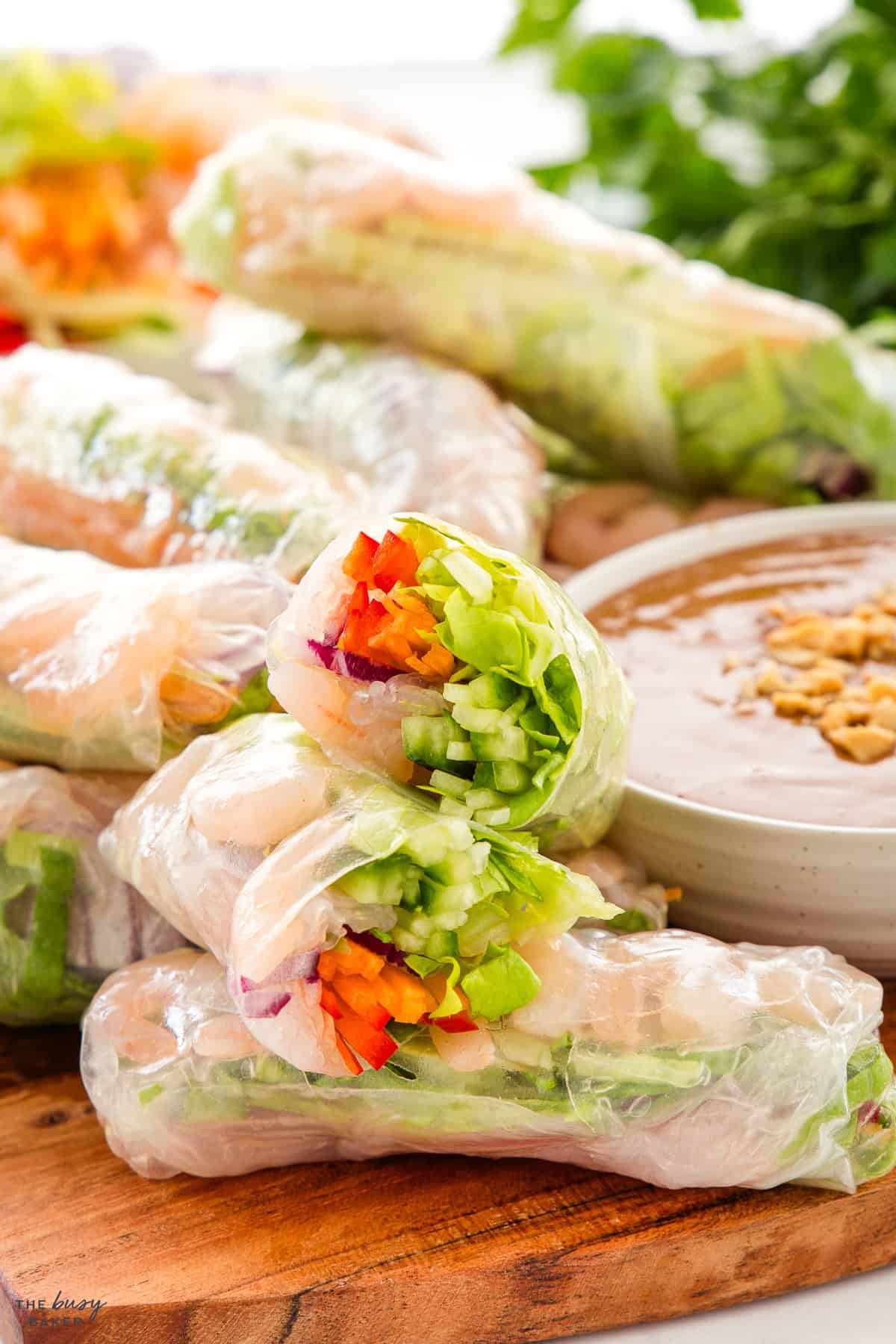 fresh spring rolls with shrimp and veggies