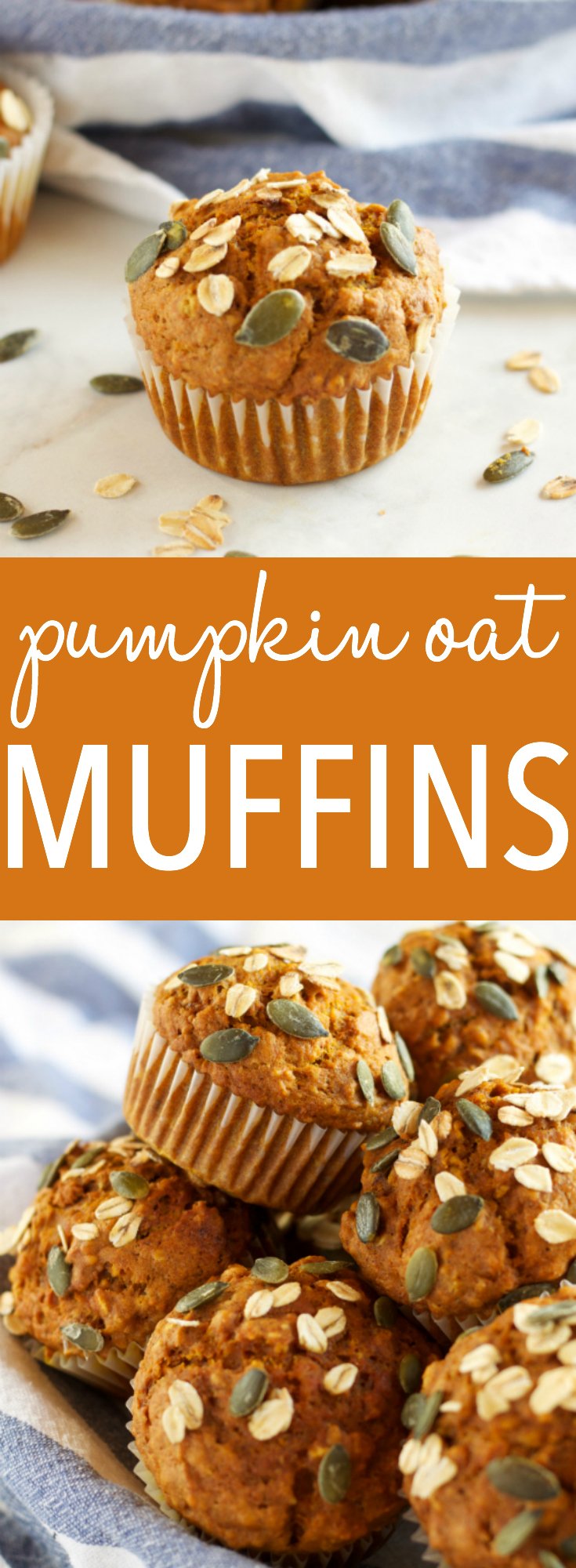 These Pumpkin Oat Muffins are low in fat and sugar, but they're so moist and flavourful because they're packed with pumpkin and applesauce! Recipe from thebusybaker.ca #pumpkinspice via @busybakerblog