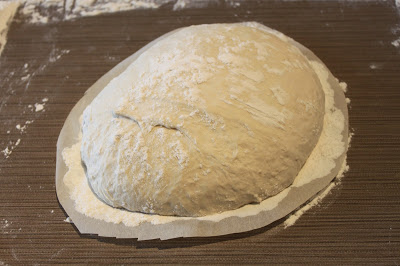 a loaf of no knead bread dough rising