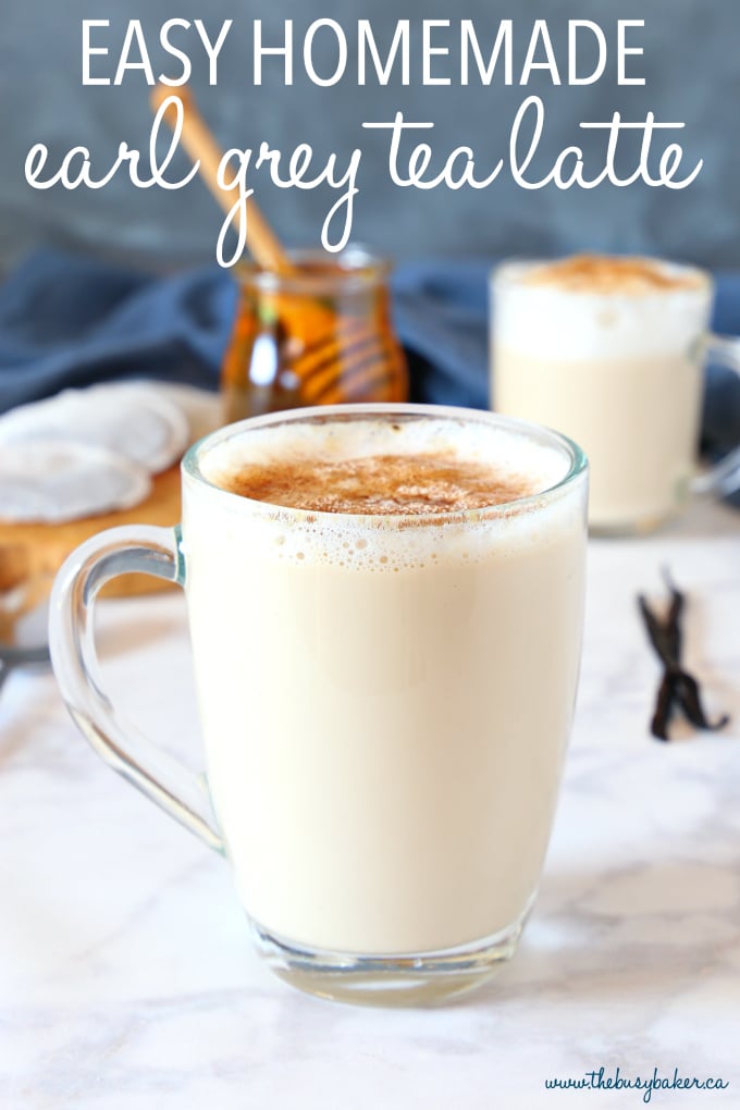 Earl Grey Vanilla Tea Latte London Fog with honey and vanilla beans