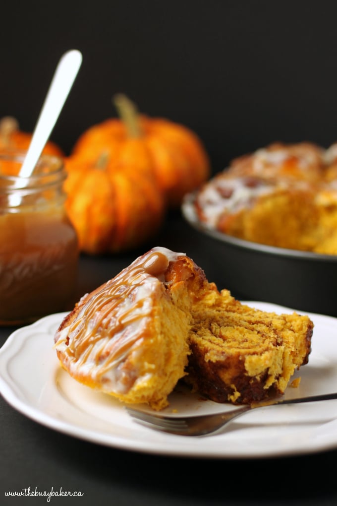 Pumpkin Cinnamon Rolls with Maple Frosting - Grandbaby Cakes