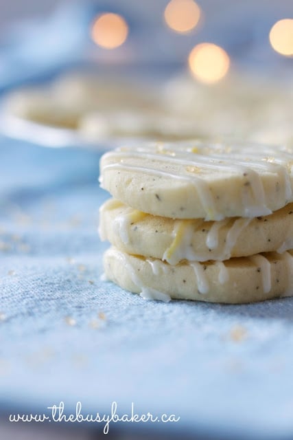 a stack of lemon cookies flavoured with Earl Grey tea