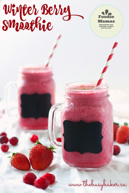 titled image (and shown): Winter Berry Smoothies (served in mason jar mugs)