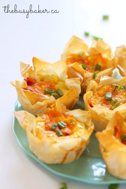 Roasted Red Pepper Phyllo Quiche Cups