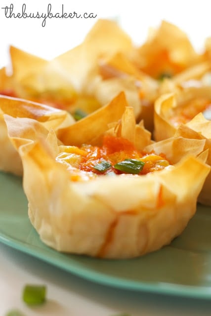vegetarian mini quiche baked in phyllo pastry dough
