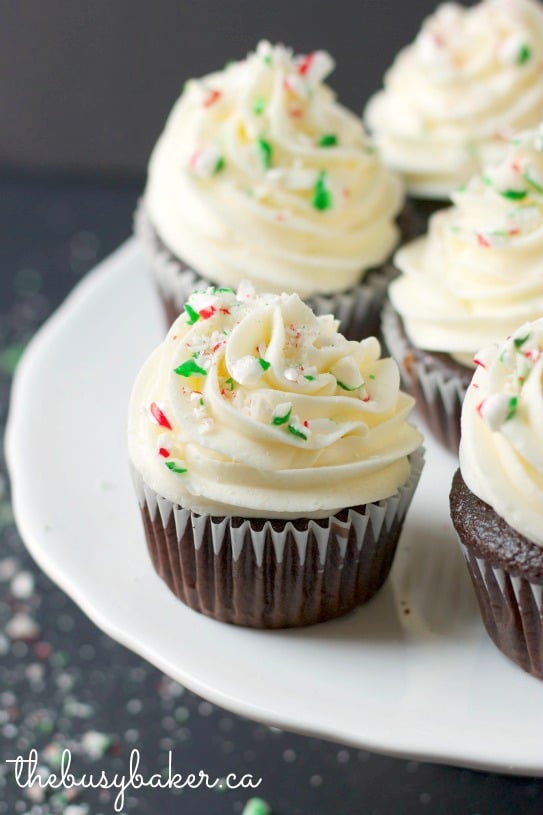 Peppermint Chocolate Cupcakes thebusybaker.ca