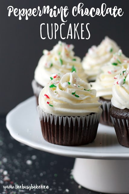 Peppermint Chocolate Cupcakes thebusybaker.ca