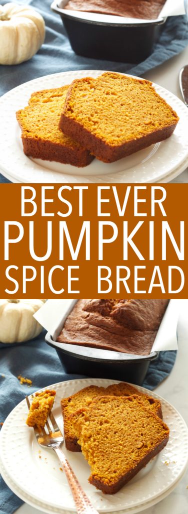 This Best Ever Pumpkin Spice Bread is moist and flavourful and packed with pumpkin and spices, and it's so easy to make in only one bowl! Recipe from thebusybaker.ca! #fallpumpkinrecipe #besteverpumpkinloaf #besteverpumpkinrecipe #easypumpkinrecipe