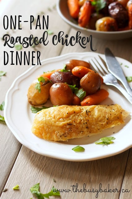 titled image (and shown): one pan roasted chicken dinner