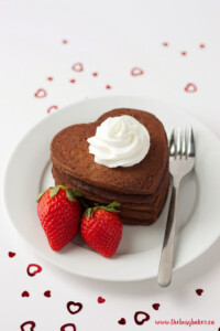 stack of chocolate heart pancakes