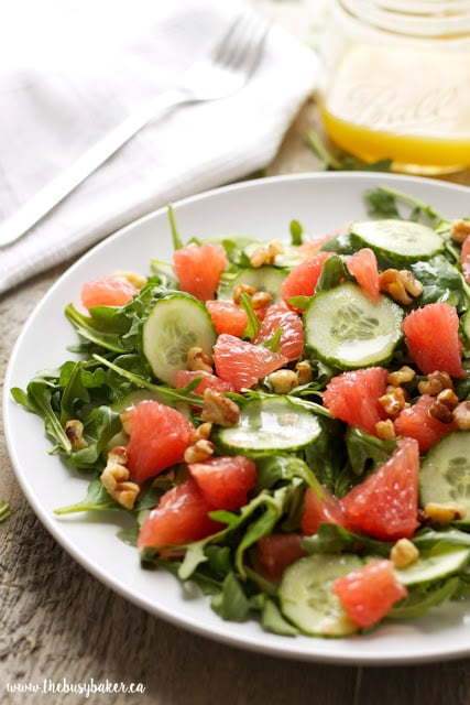 Grapefruit Arugula Salad Recipe with Honey-Lemon Vinaigrette Dressing