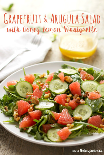titled image (and shown): grapefruit and arugula salad with honey-lemon vinaigrette