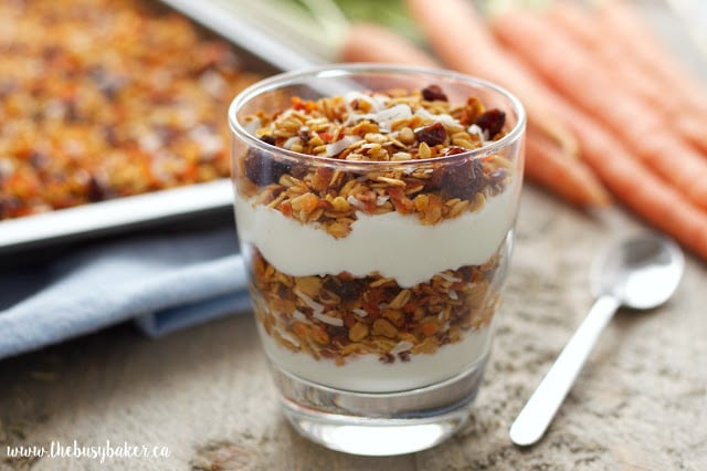 healthy red lentil granola parfait