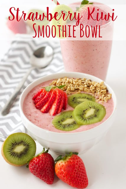 titled photo (and shown) Strawberry Kiwi Smoothie Bowl