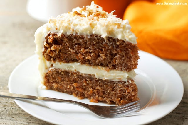 homemade carrot cake with cream cheese frosting