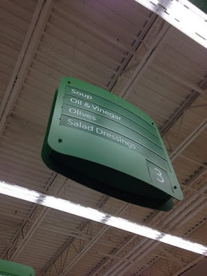 grocery store aisle directory sign