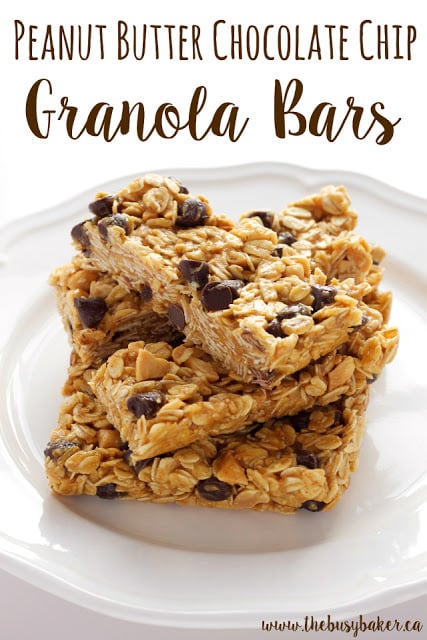 Peanut Butter Chocolate Chip Granola Bars Recipe | The Busy Baker