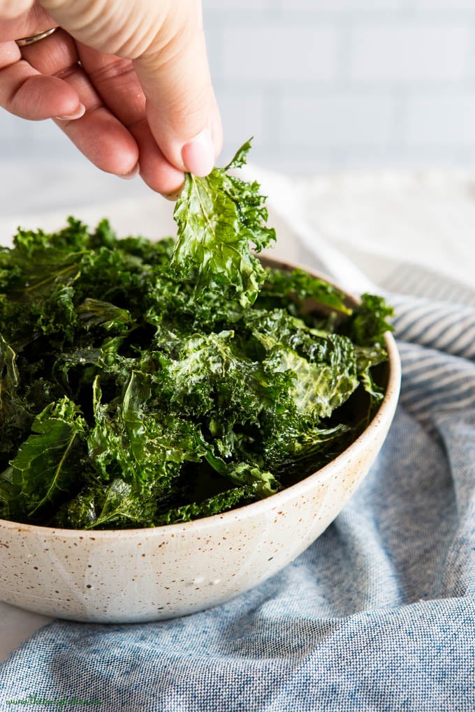 hand reaching for Kale Chips