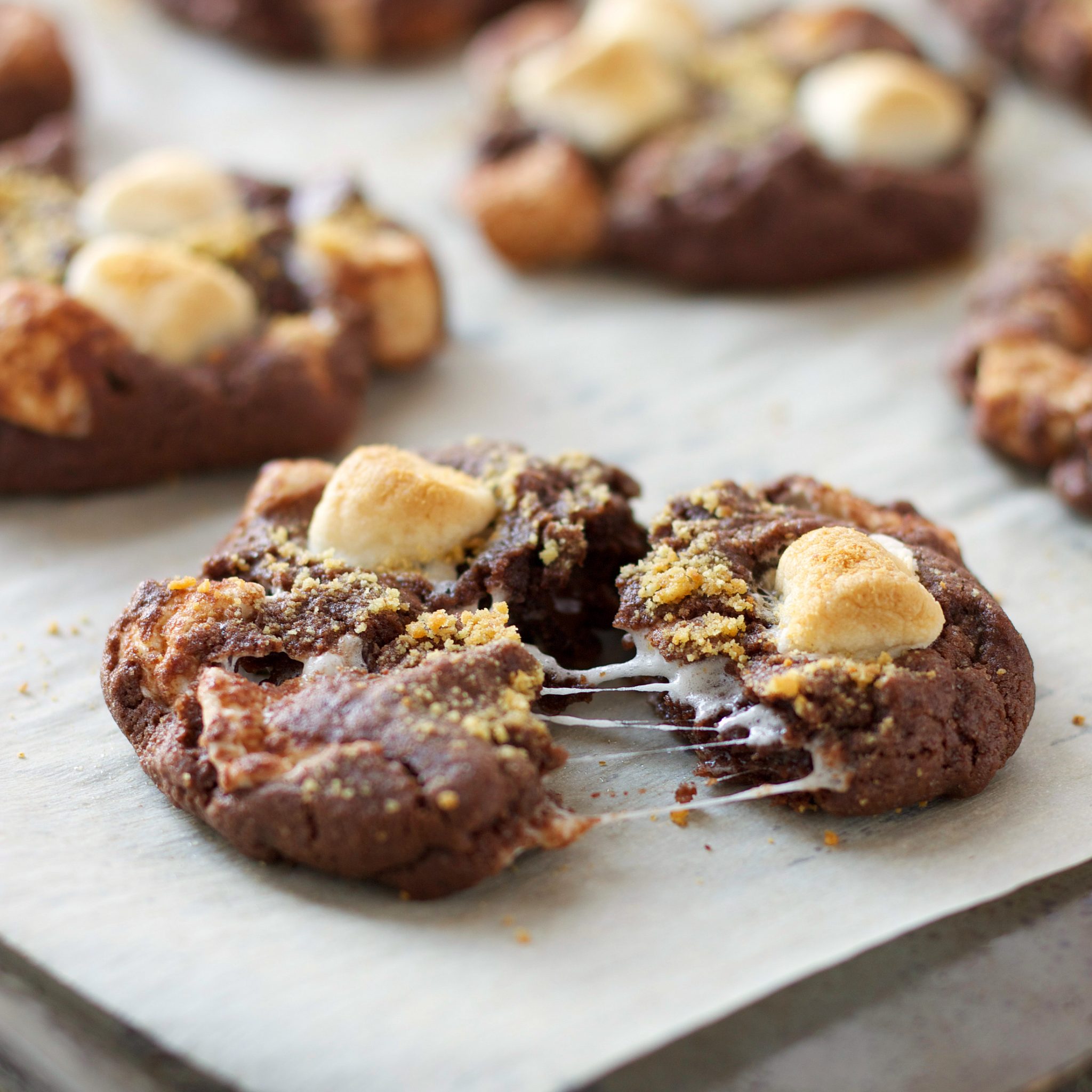 Double Chocolate S'mores Cookies - The Busy Baker