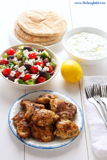 Easy Greek Chicken Souvlaki www.thebusybaker.ca