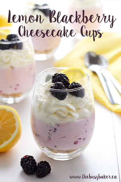 titled image (and shown): Lemon Blackberry Cheesecake Cups